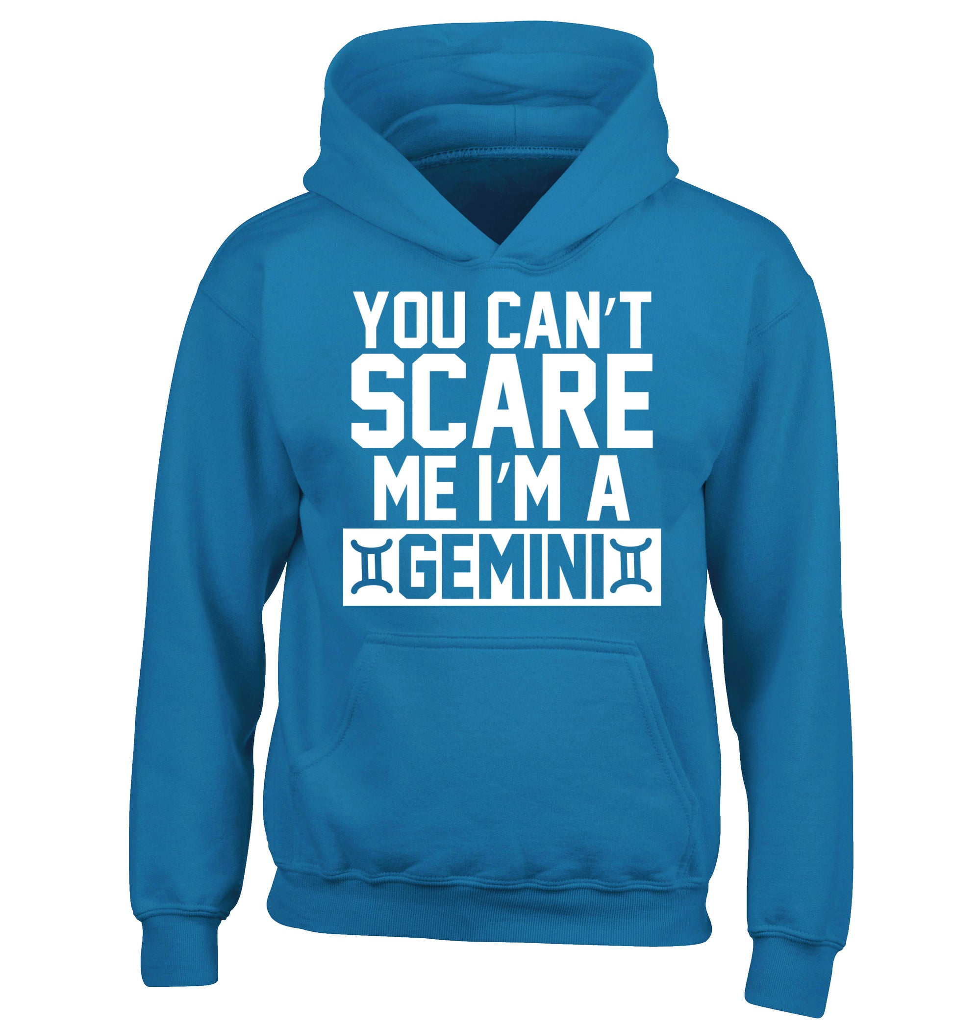 You can't scare me I'm a Gemini children's blue hoodie 12-13 Years