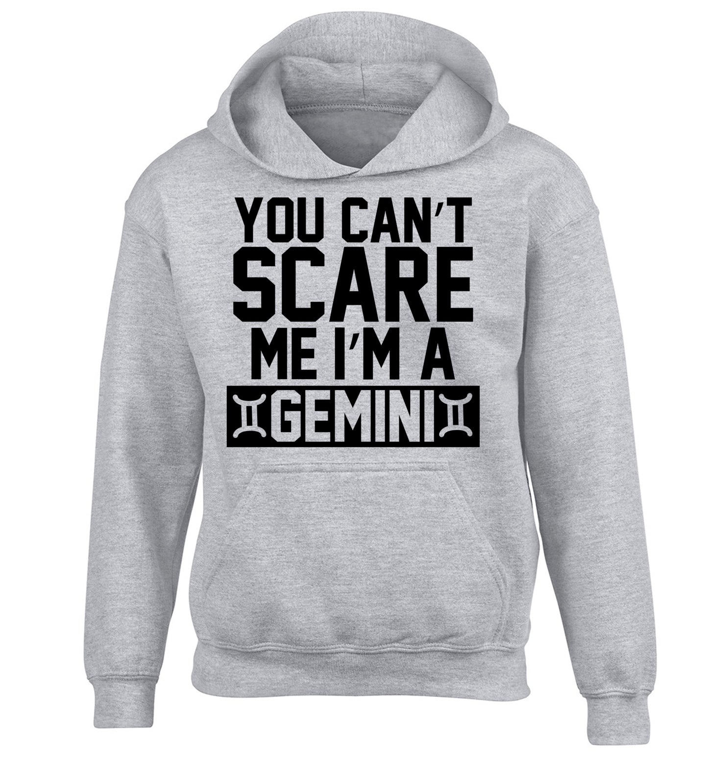 You can't scare me I'm a Gemini children's grey hoodie 12-13 Years