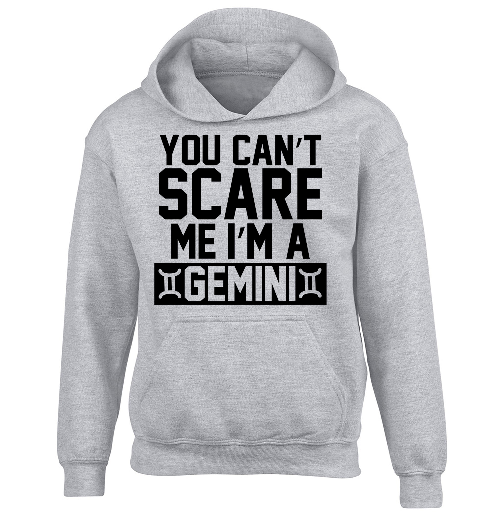 You can't scare me I'm a Gemini children's grey hoodie 12-13 Years