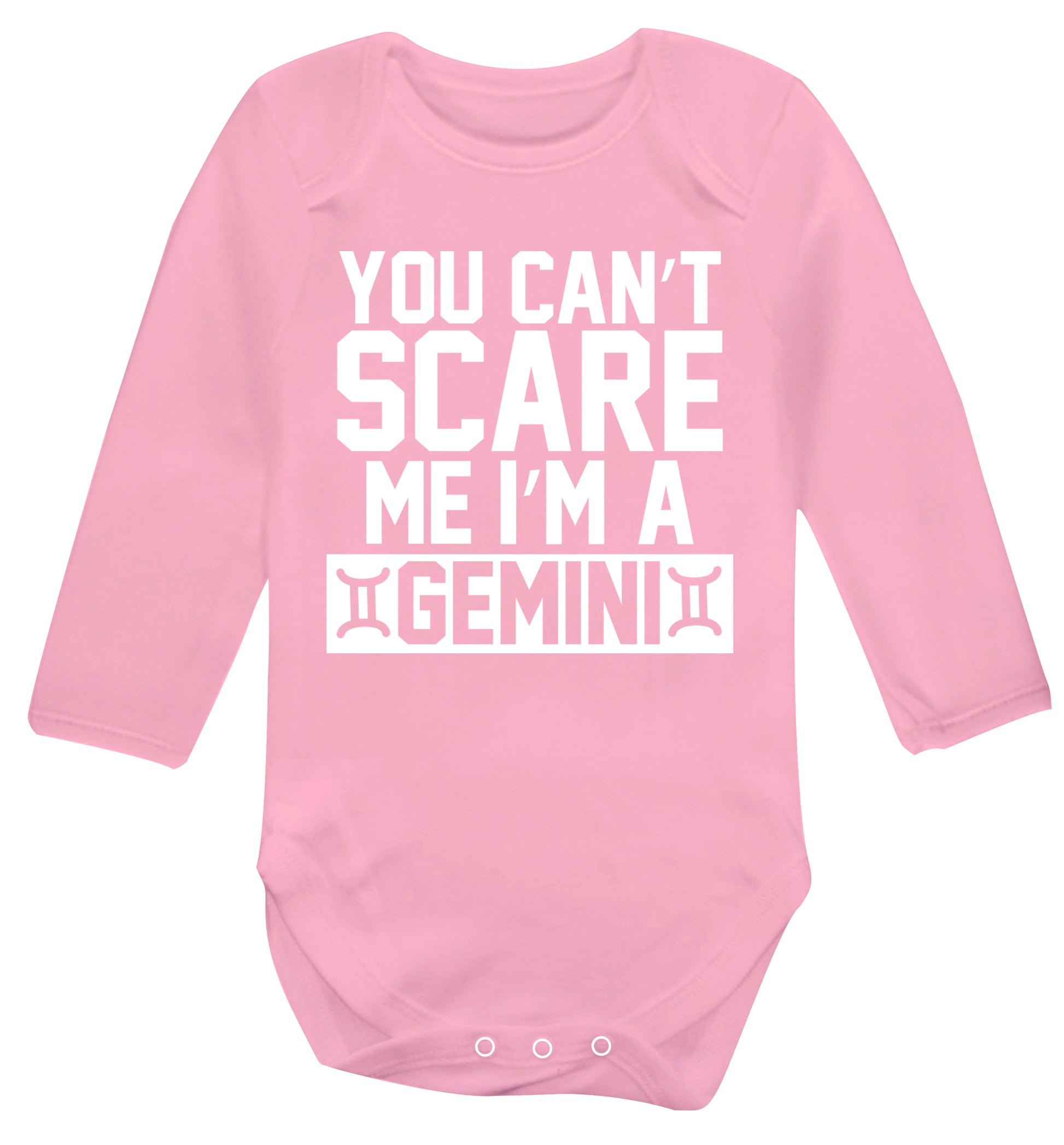 You can't scare me I'm a Gemini Baby Vest long sleeved pale pink 6-12 months