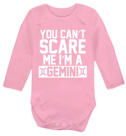 You can't scare me I'm a Gemini Baby Vest long sleeved pale pink 6-12 months