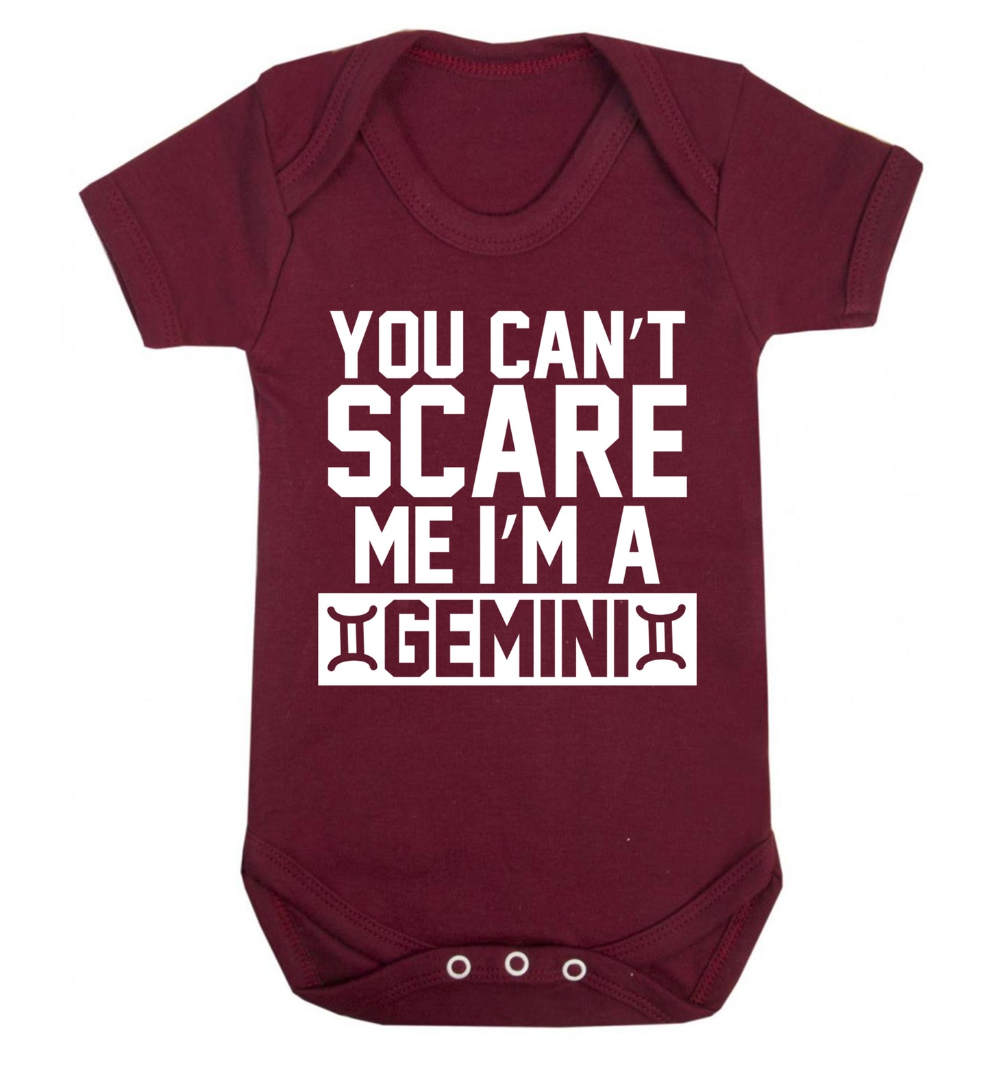You can't scare me I'm a Gemini Baby Vest maroon 18-24 months