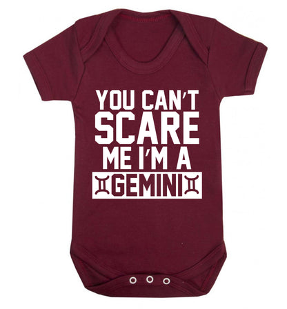 You can't scare me I'm a Gemini Baby Vest maroon 18-24 months