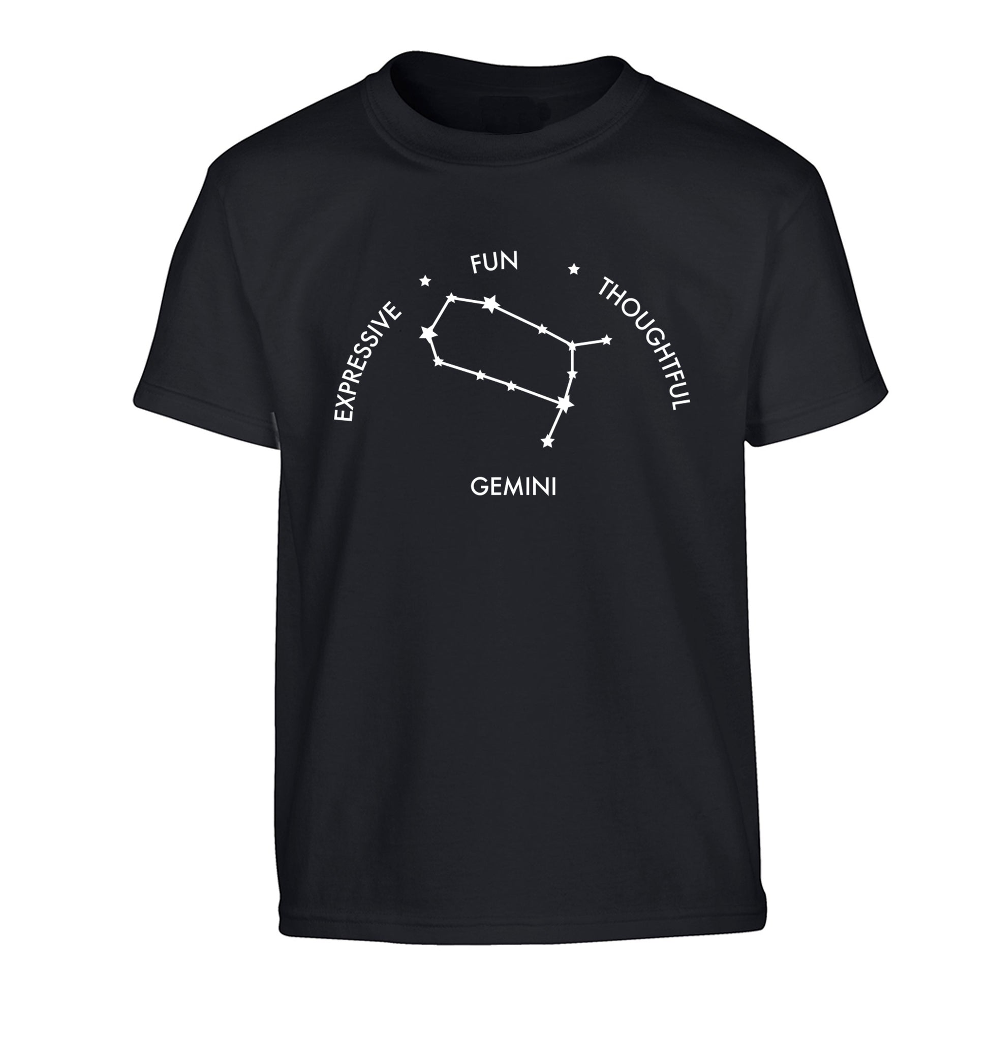 Gemini: Expressive, fun, thoughtful Children's black Tshirt 12-13 Years