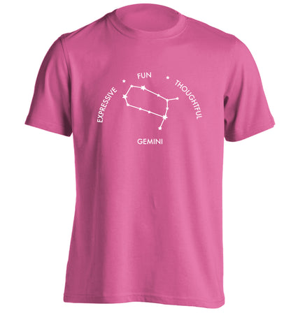 Gemini: Expressive, fun, thoughtful adults unisex pink Tshirt 2XL