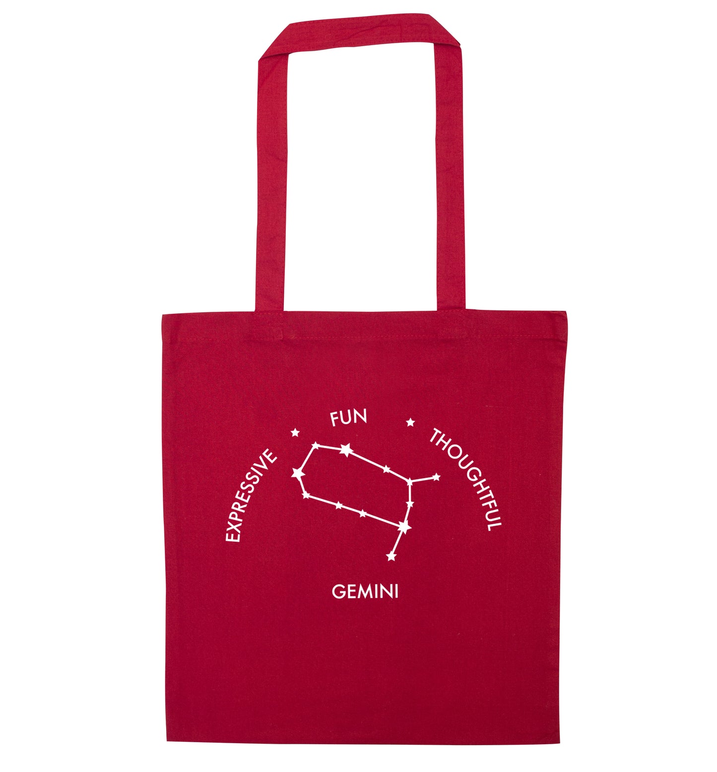Gemini: Expressive, fun, thoughtful red tote bag