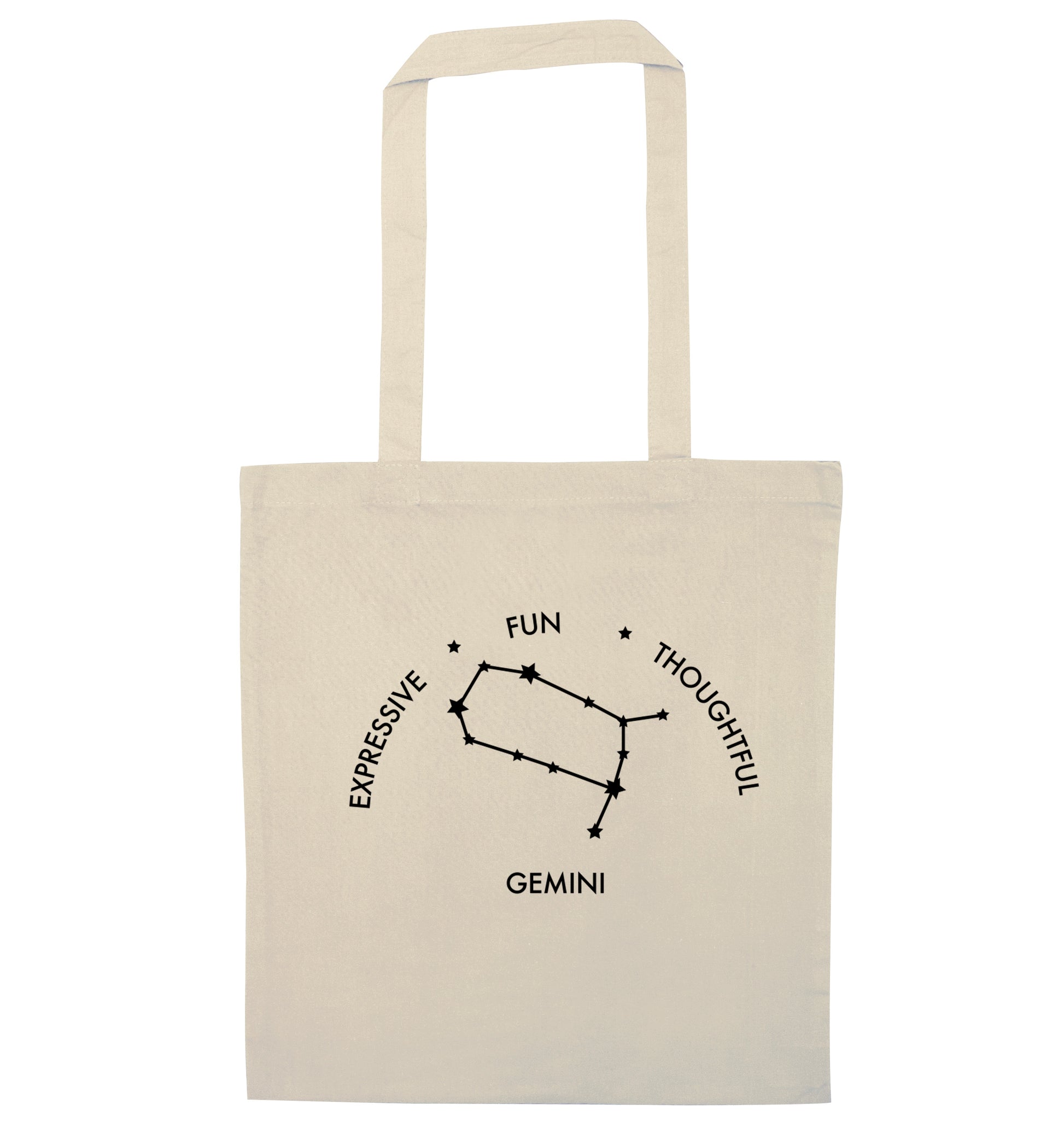 Gemini: Expressive, fun, thoughtful natural tote bag