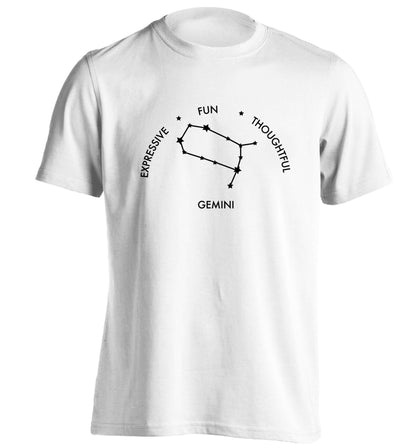 Gemini: Expressive, fun, thoughtful adults unisex white Tshirt 2XL