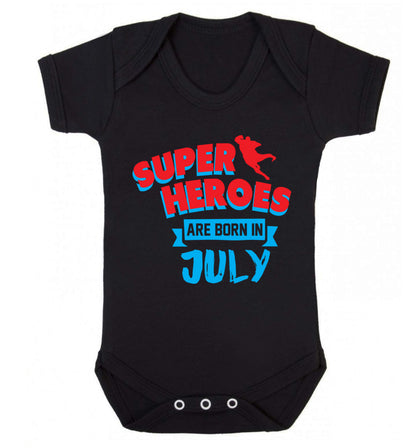 Superheroes are born in July Baby Vest black 18-24 months