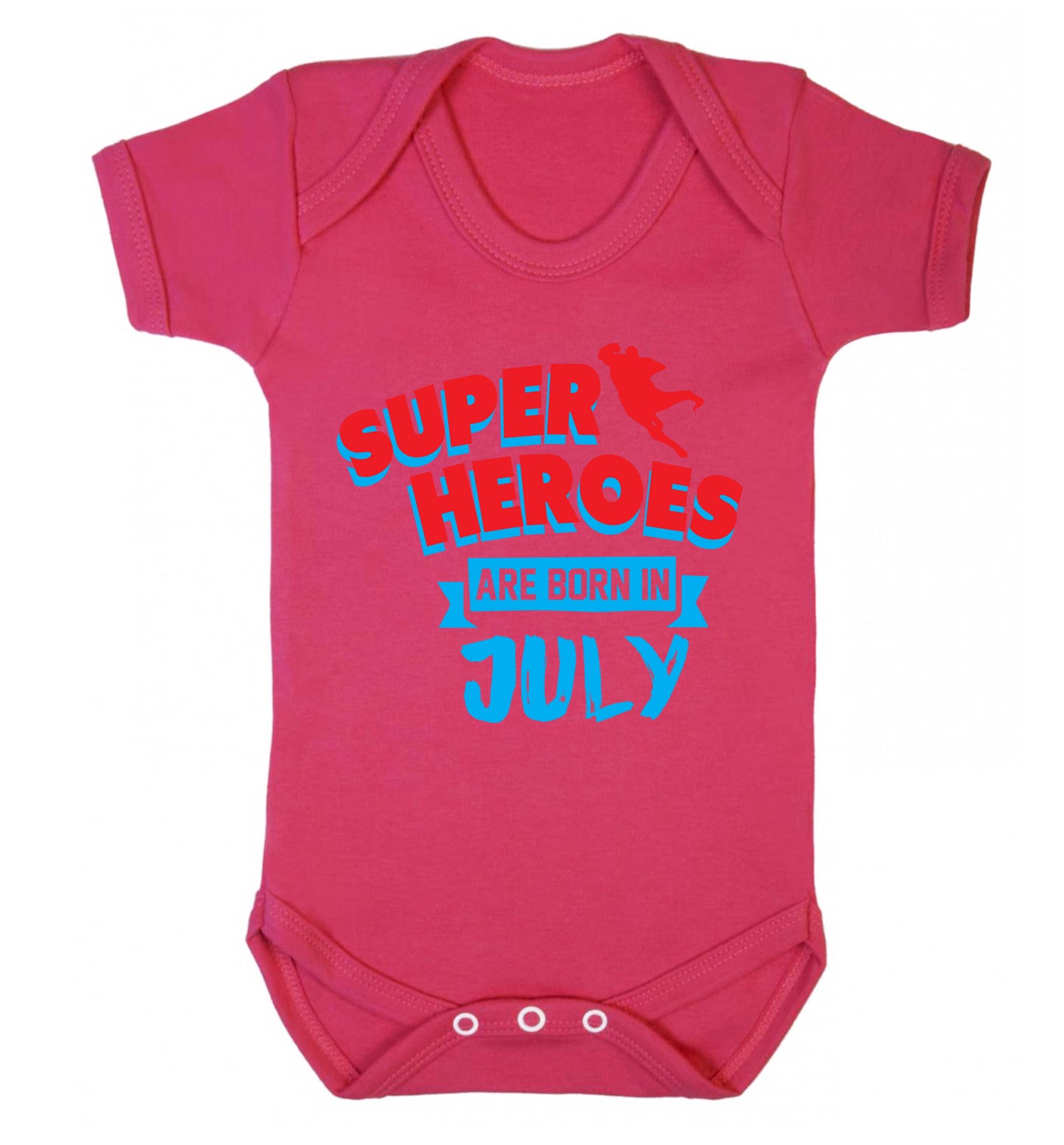 Superheroes are born in July Baby Vest dark pink 18-24 months