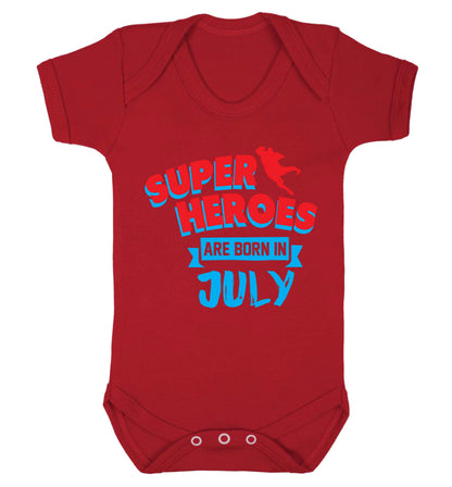 Superheroes are born in July Baby Vest red 18-24 months