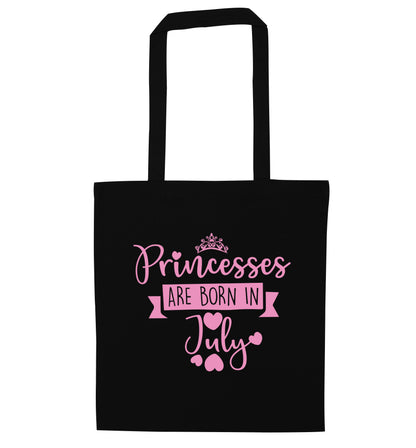 Princesses are born in July black tote bag