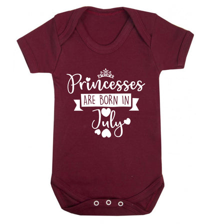 Princesses are born in July Baby Vest maroon 18-24 months