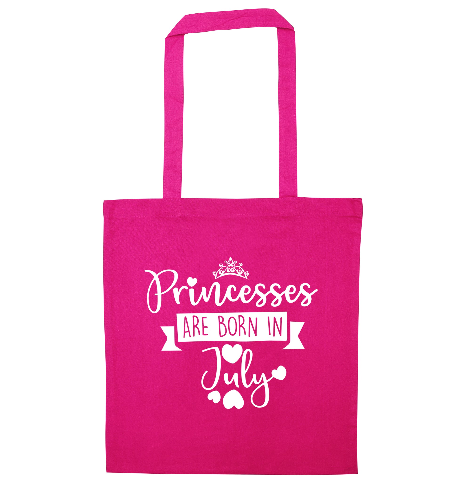 Princesses are born in July pink tote bag