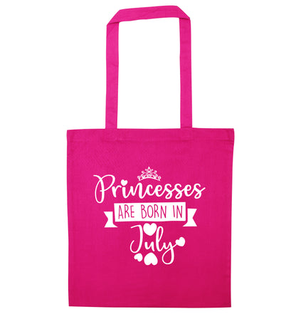 Princesses are born in July pink tote bag