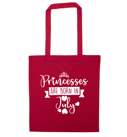 Princesses are born in July red tote bag
