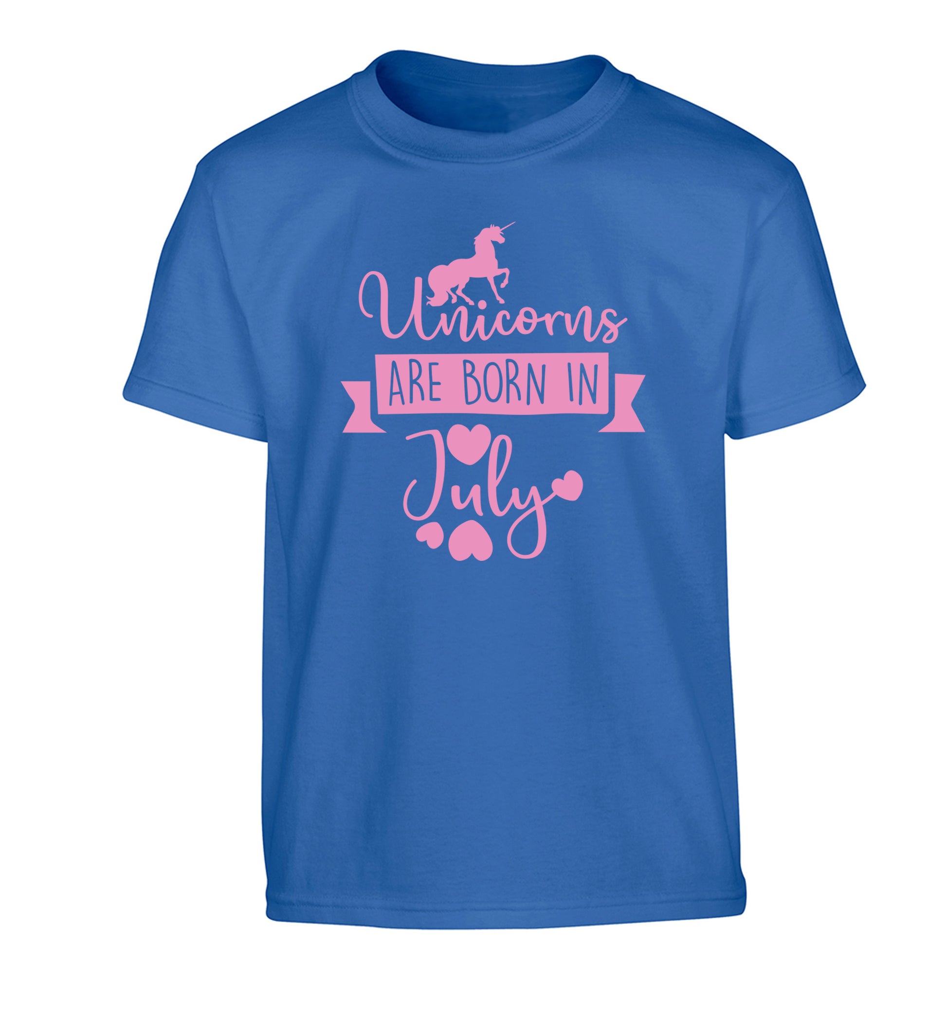 Unicorns are born in July Children's blue Tshirt 12-13 Years