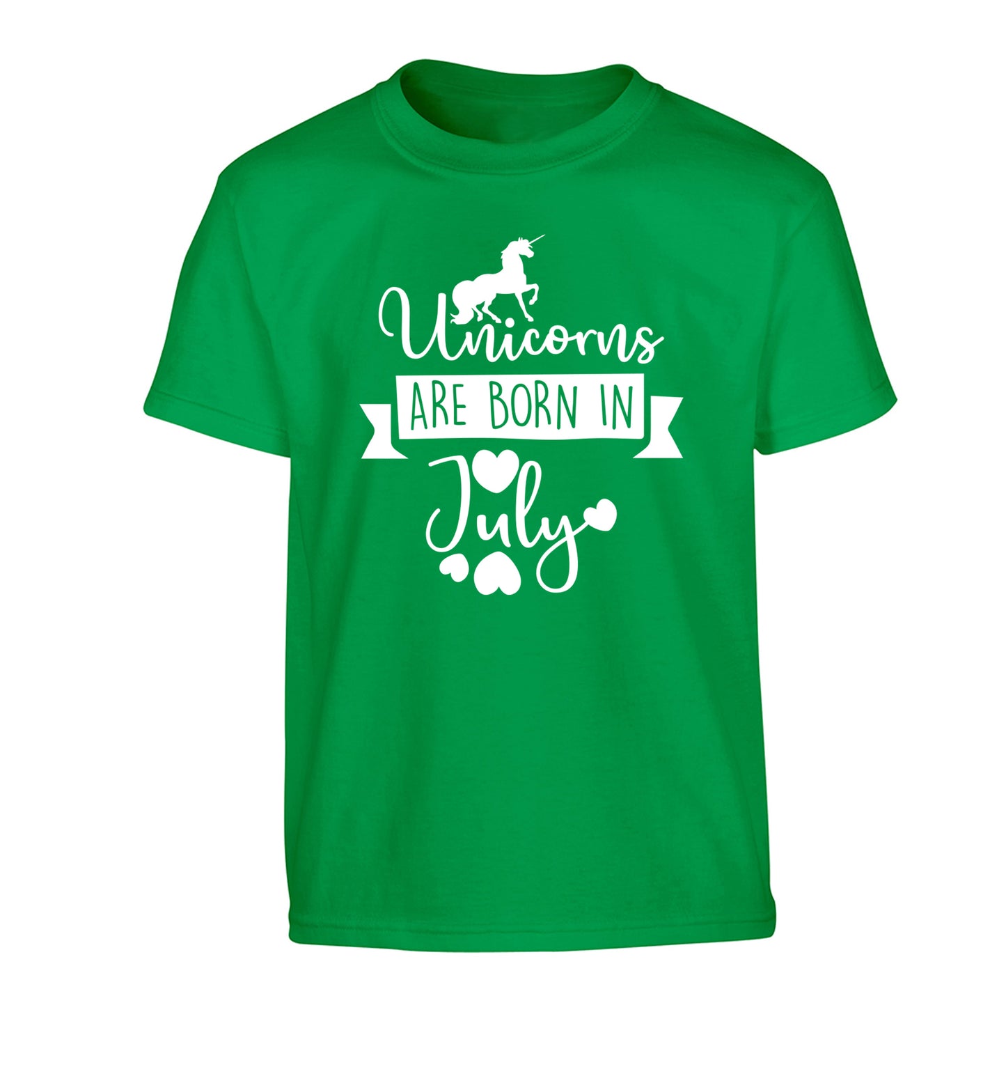 Unicorns are born in July Children's green Tshirt 12-13 Years