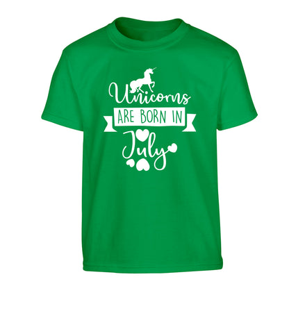 Unicorns are born in July Children's green Tshirt 12-13 Years