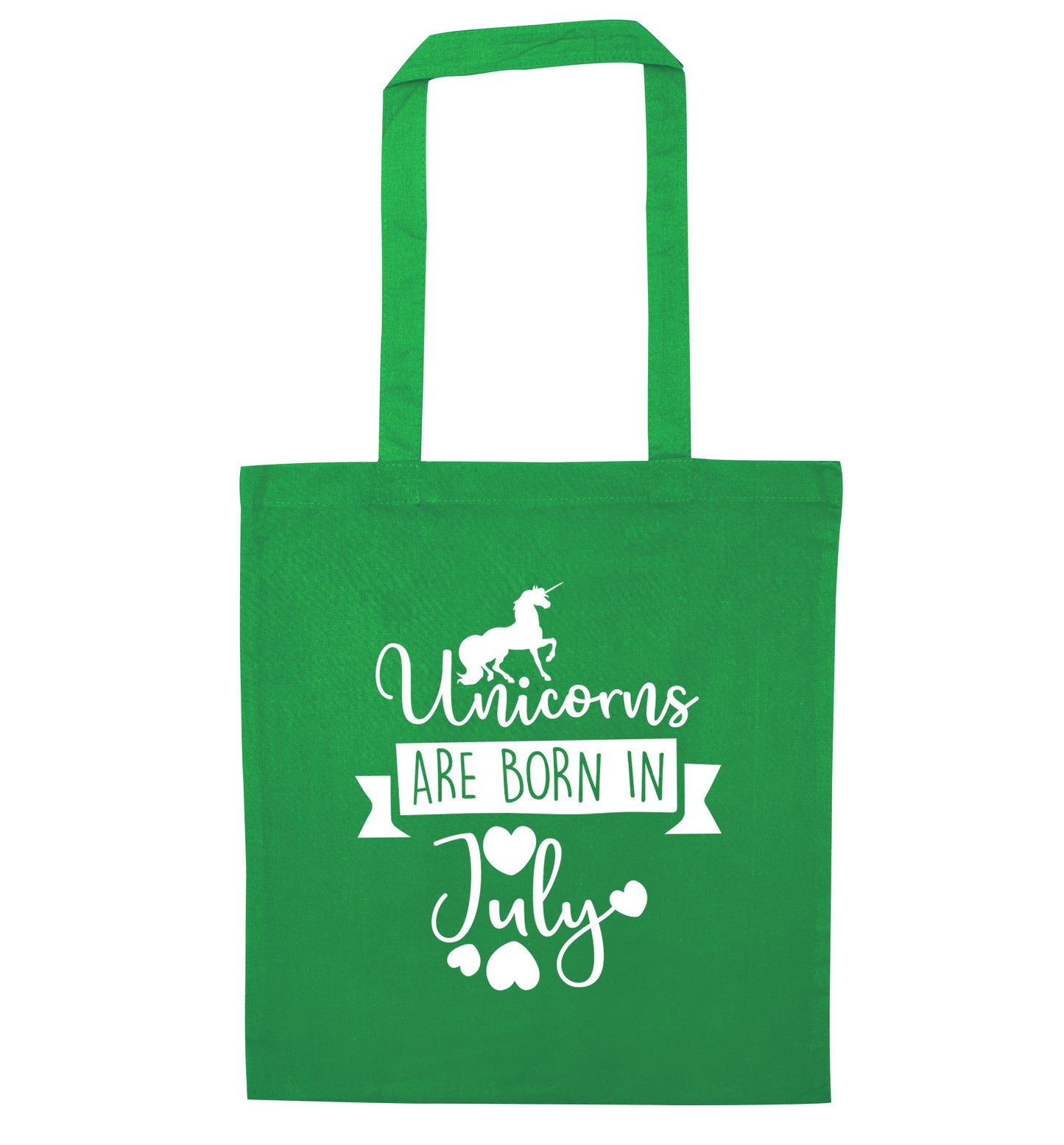 Unicorns are born in July green tote bag