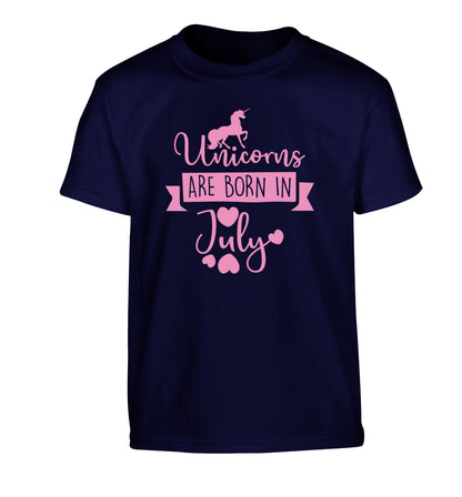 Unicorns are born in July Children's navy Tshirt 12-13 Years