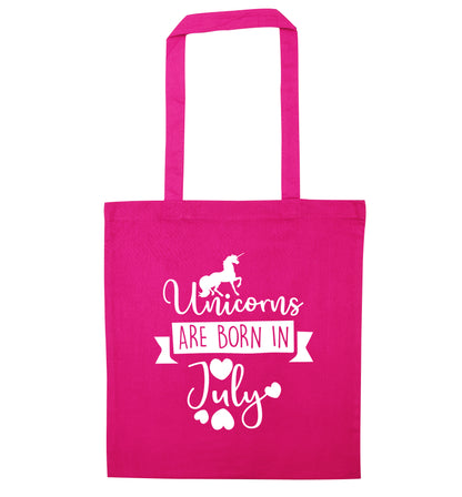 Unicorns are born in July pink tote bag