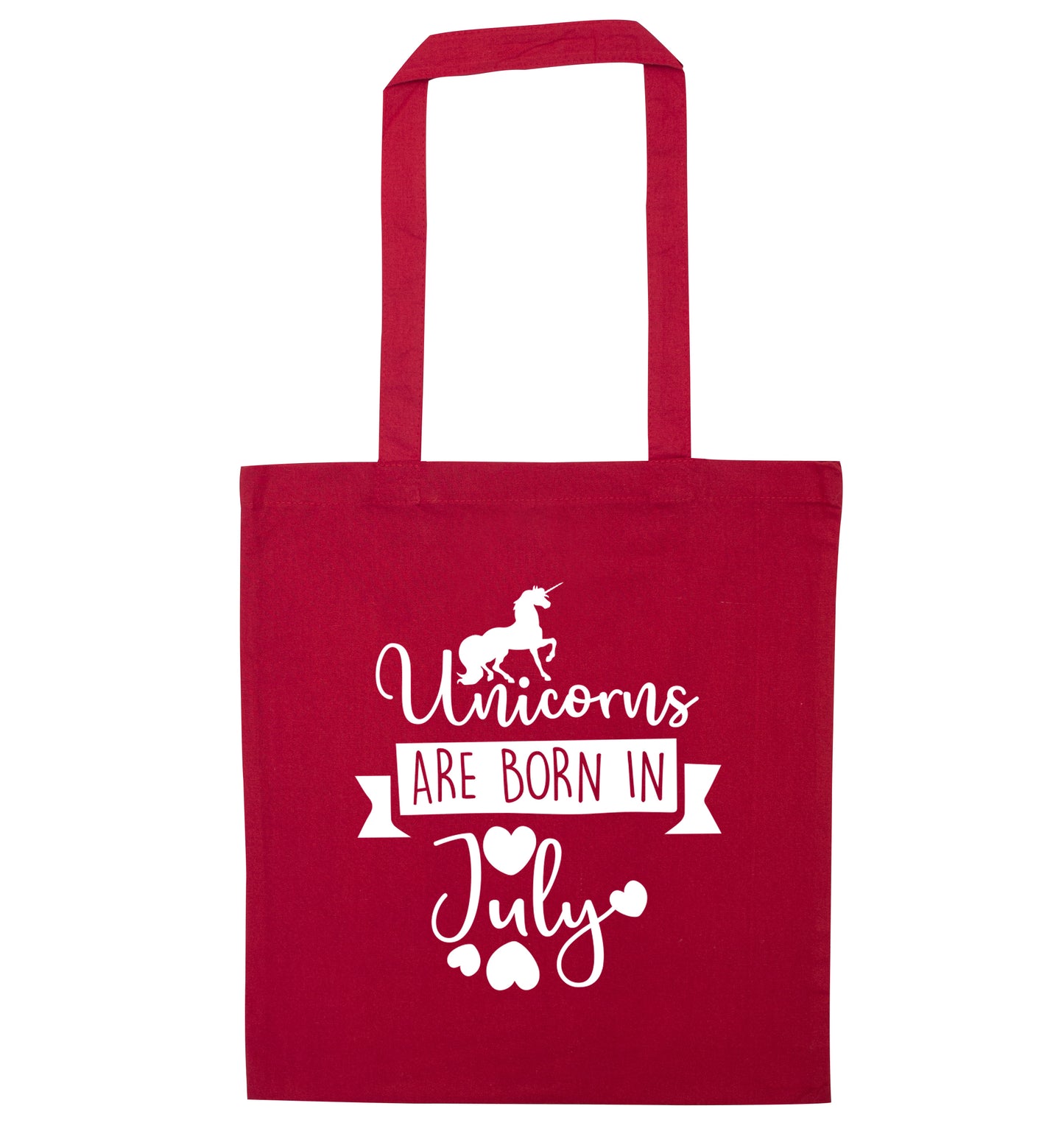Unicorns are born in July red tote bag