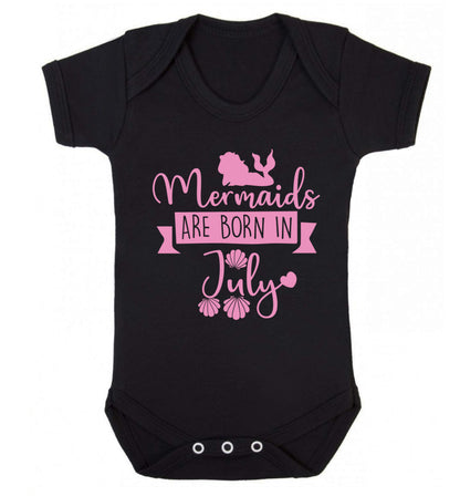 Mermaids are born in July Baby Vest black 18-24 months