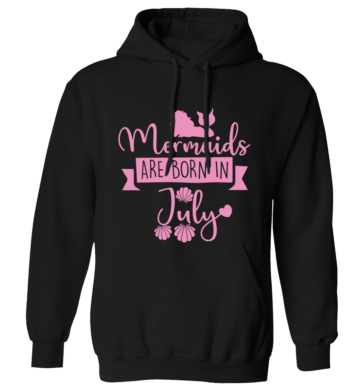 Mermaids are born in July adults unisex black hoodie 2XL