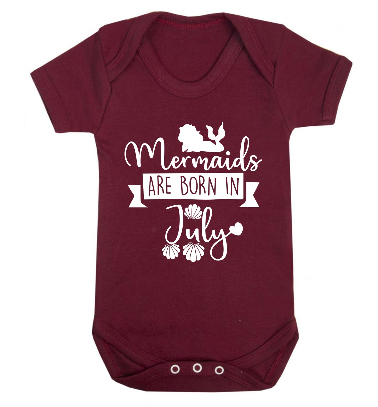 Mermaids are born in July Baby Vest maroon 18-24 months