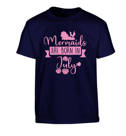 Mermaids are born in July Children's navy Tshirt 12-13 Years