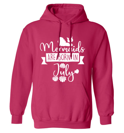 Mermaids are born in July adults unisex pink hoodie 2XL