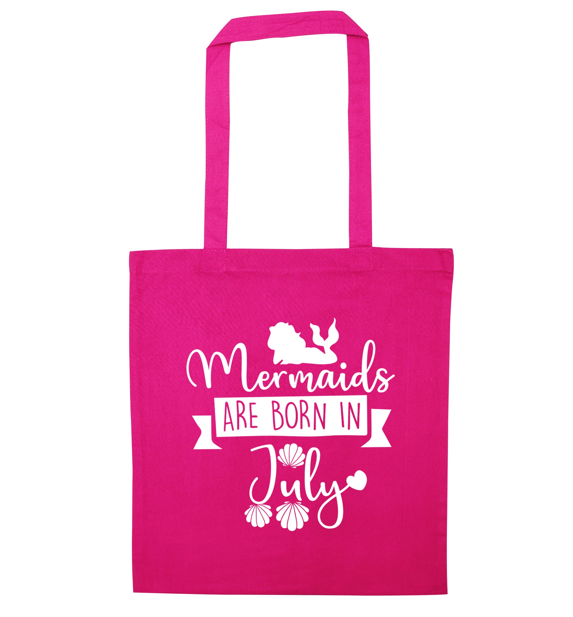 Mermaids are born in July pink tote bag