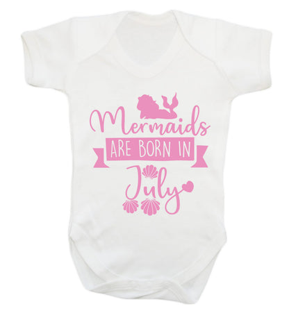Mermaids are born in July Baby Vest white 18-24 months