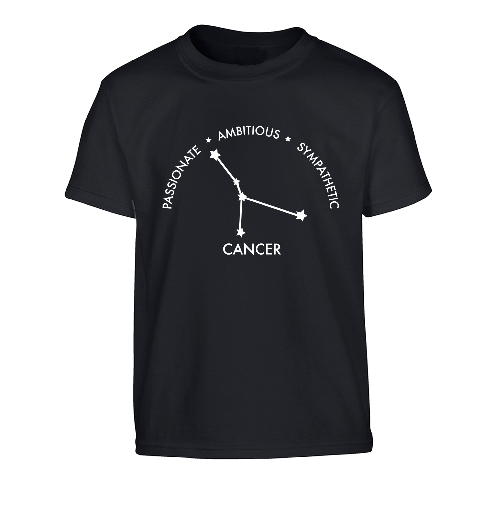 Cancer star sign passionate ambitious sympathetic Children's black Tshirt 12-13 Years