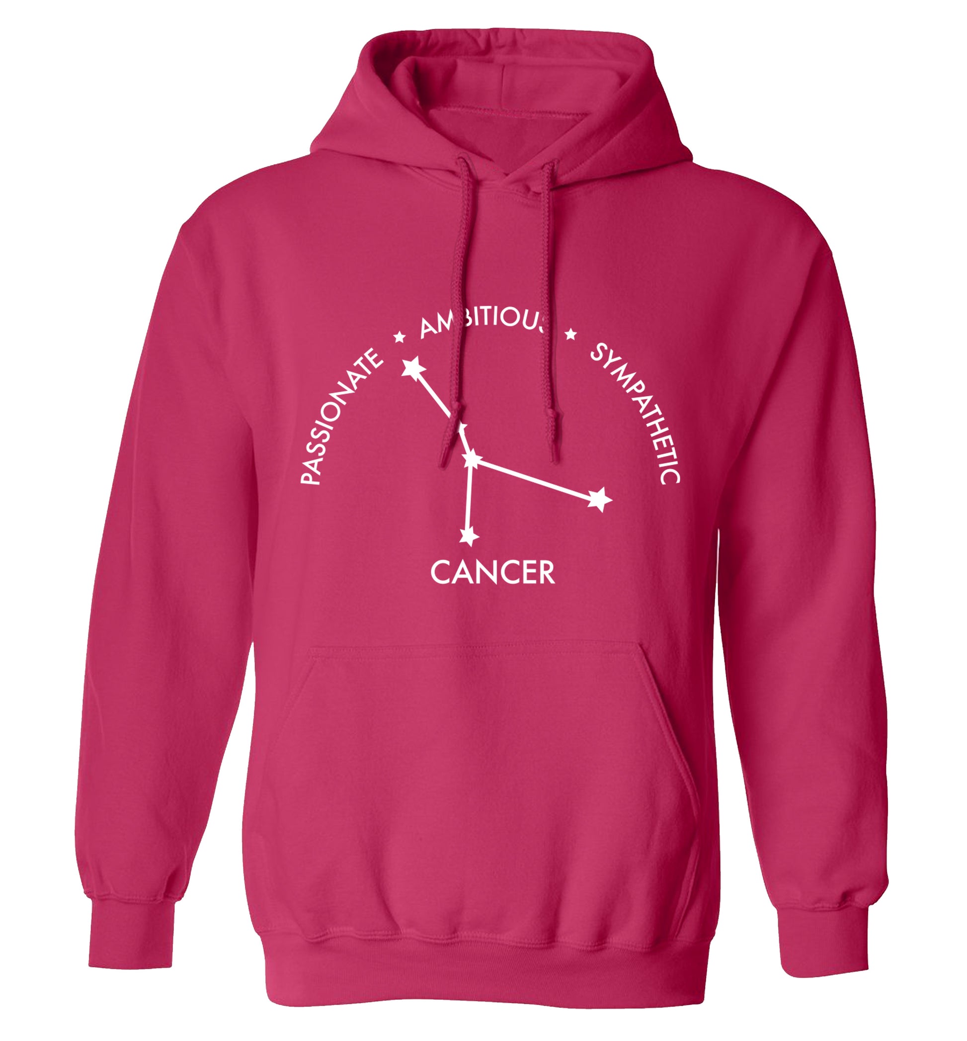 Cancer star sign passionate ambitious sympathetic adults unisex pink hoodie 2XL