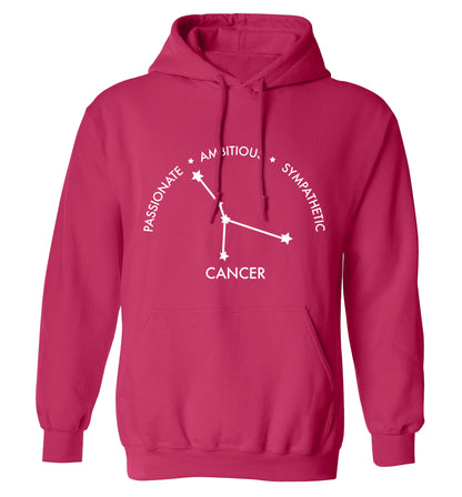 Cancer star sign passionate ambitious sympathetic adults unisex pink hoodie 2XL