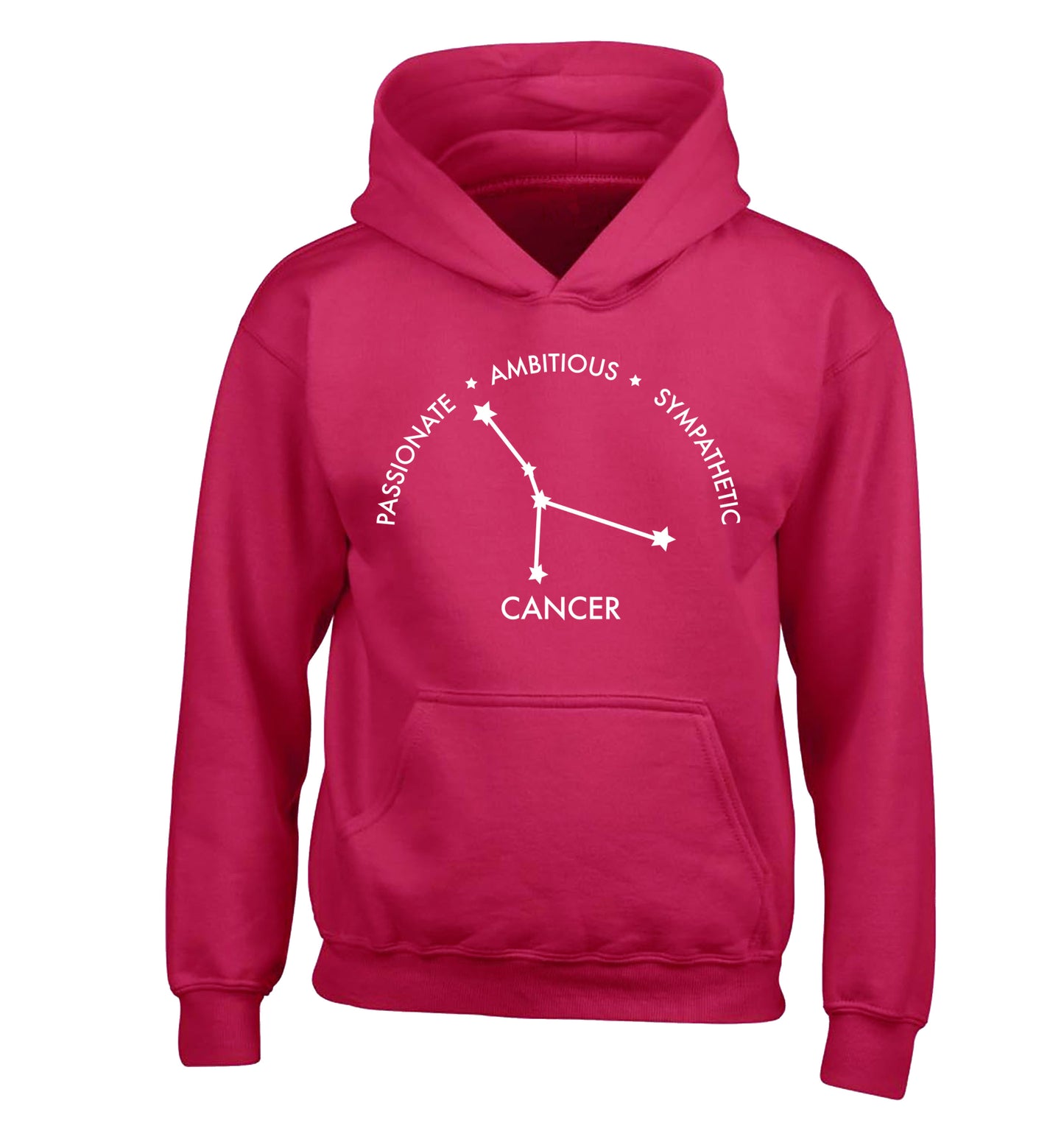 Cancer star sign passionate ambitious sympathetic children's pink hoodie 12-13 Years