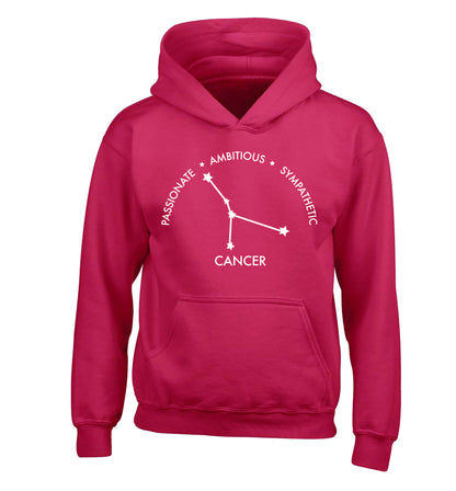 Cancer star sign passionate ambitious sympathetic children's pink hoodie 12-13 Years