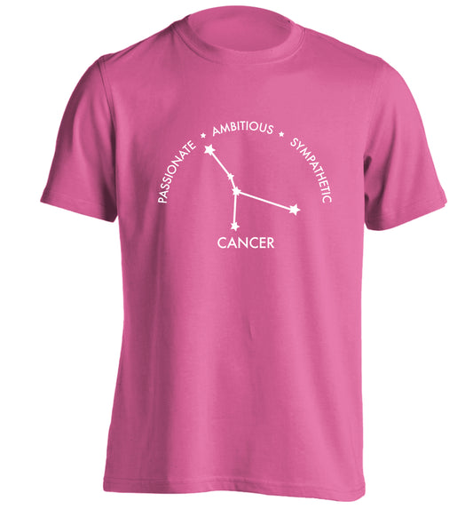 Cancer star sign passionate ambitious sympathetic adults unisex pink Tshirt 2XL