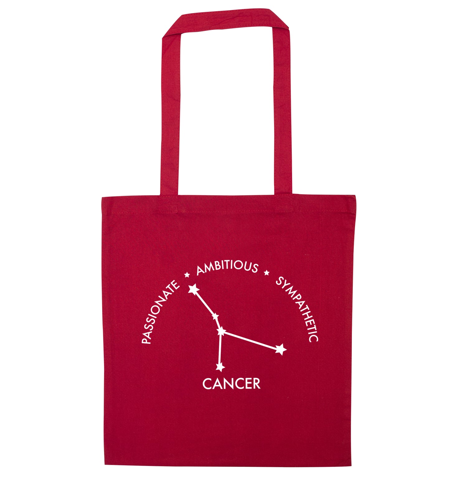 Cancer star sign passionate ambitious sympathetic red tote bag