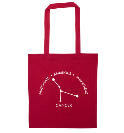 Cancer star sign passionate ambitious sympathetic red tote bag