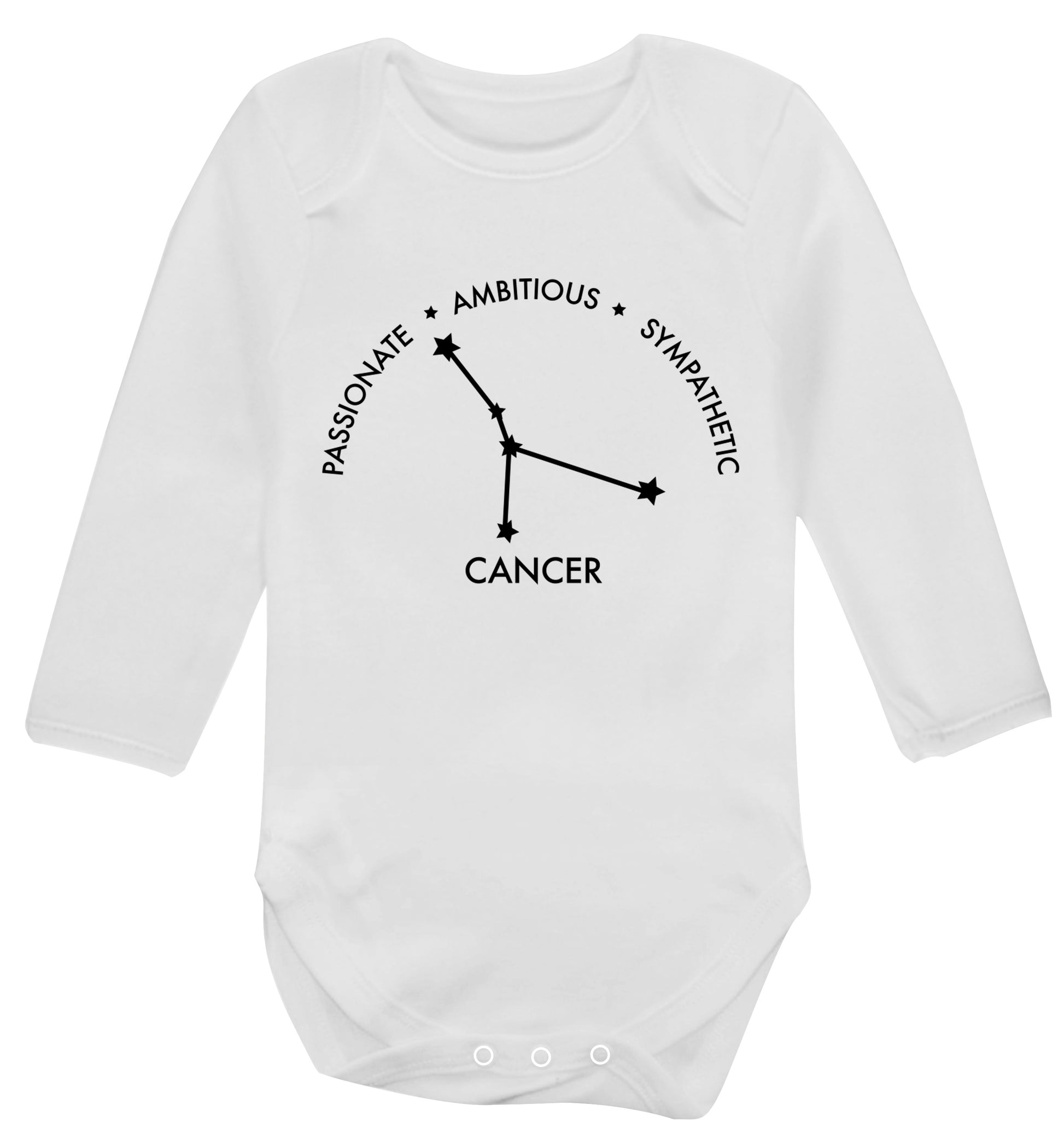 Cancer star sign passionate ambitious sympathetic Baby Vest long sleeved white 6-12 months