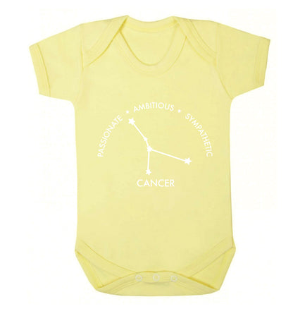 Cancer star sign passionate ambitious sympathetic Baby Vest pale yellow 18-24 months