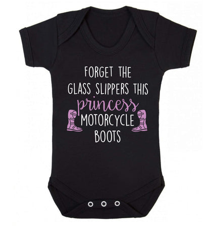 Forget the glass slippers this princess wears motorcycle boots Baby Vest black 18-24 months