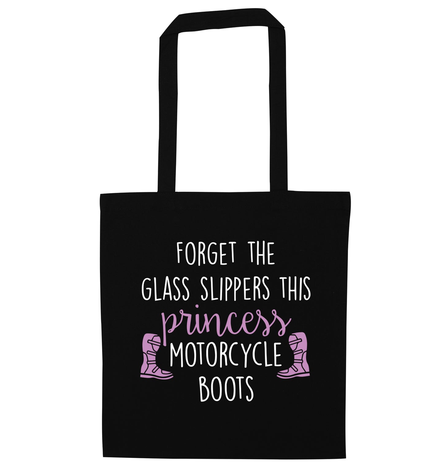 Forget the glass slippers this princess wears motorcycle boots black tote bag
