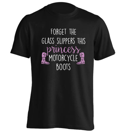 Forget the glass slippers this princess wears motorcycle boots adults unisex black Tshirt 2XL