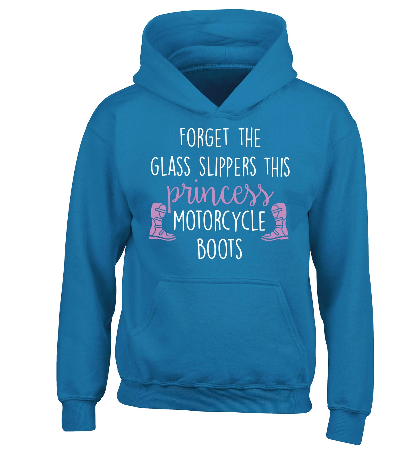 Forget the glass slippers this princess wears motorcycle boots children's blue hoodie 12-13 Years