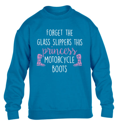 Forget the glass slippers this princess wears motorcycle boots children's blue sweater 12-13 Years