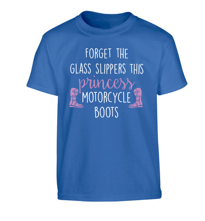 Forget the glass slippers this princess wears motorcycle boots Children's blue Tshirt 12-13 Years